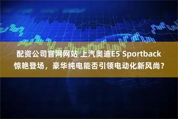 配资公司官网网站 上汽奥迪E5 Sportback惊艳登场，豪华纯电能否引领电动化新风尚？