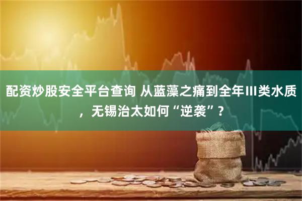 配资炒股安全平台查询 从蓝藻之痛到全年Ⅲ类水质，无锡治太如何“逆袭”？